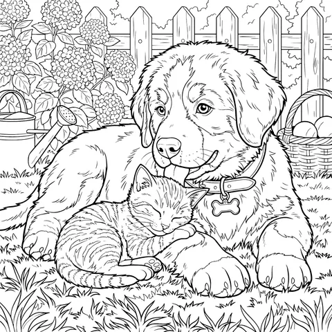 Warm - hearted Frame of a Dog and a Cat