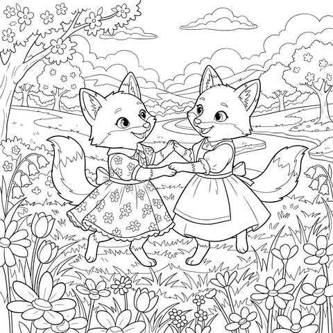 Foxes Dancing in Spring