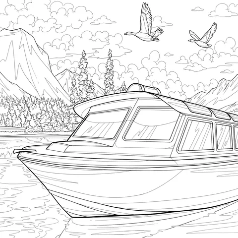 Pink Tour Boat on the Lake