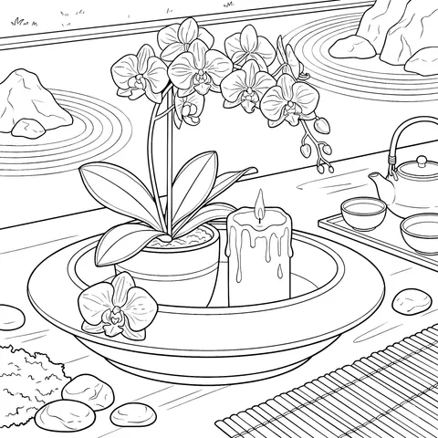 Serene Orchid Zen - like Scene
