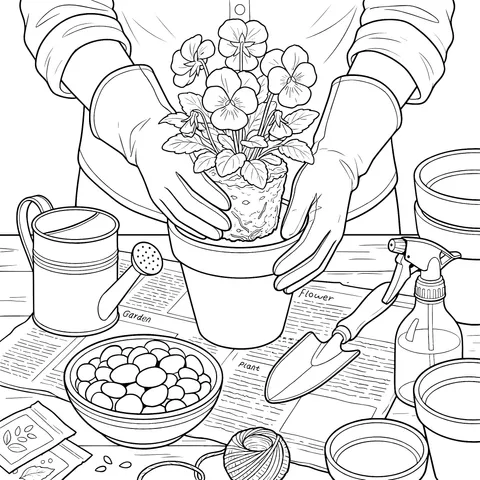 Potted Planting Scene