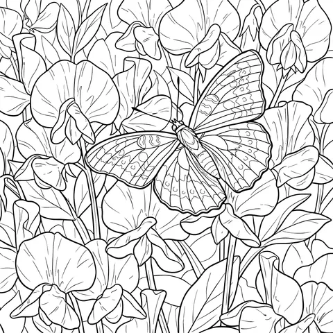 Colorful Butterfly and Blooming Flowers