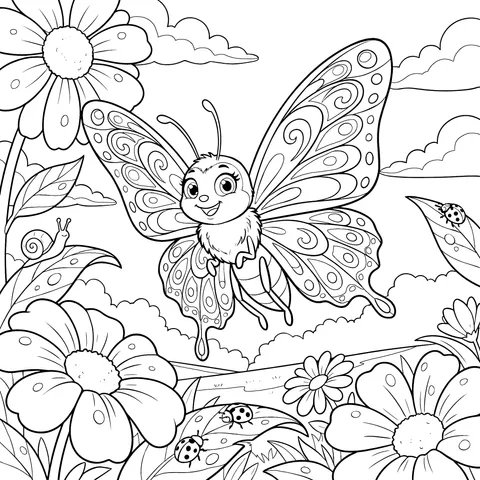 Butterfly in the Flower Bed