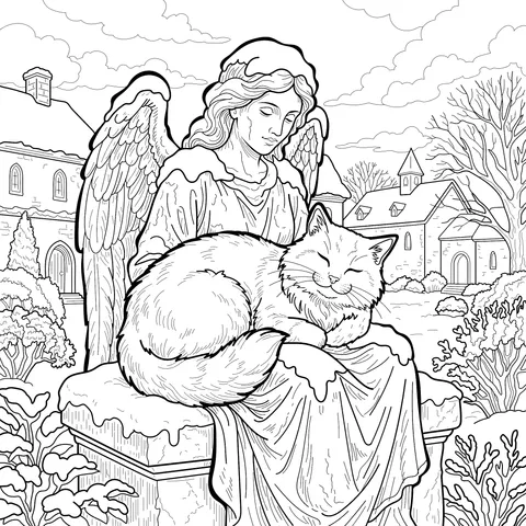 Angel and Sleeping Cat