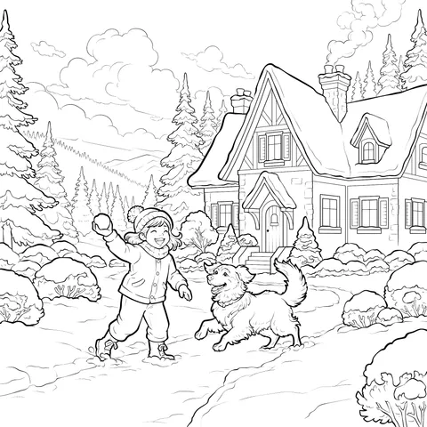 Ai1321_Girl_and_dog_playing_in_the_snow