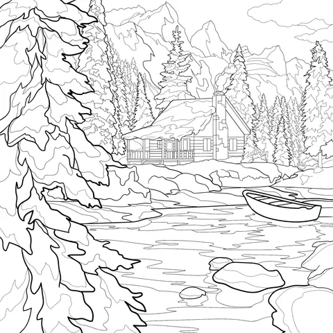 Winter Lakeside Cabin