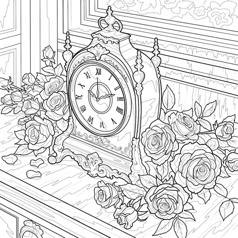 Vintage Clock and Roses