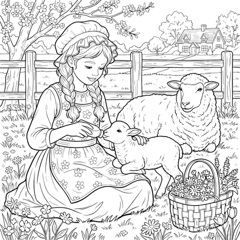 Pastoral Girl and Sheep