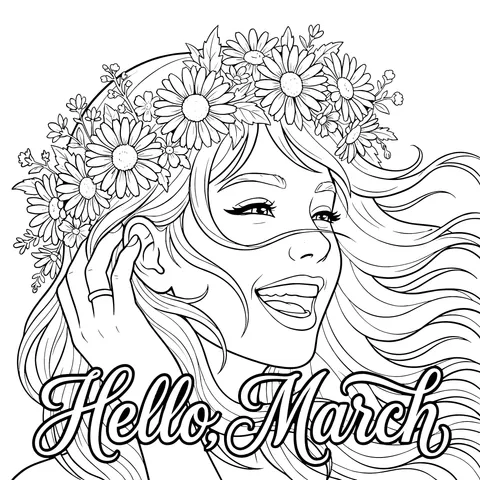 Hello March Illustration