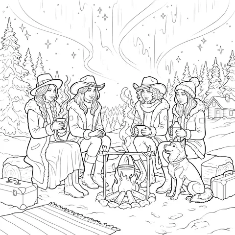 Winter Gathering by the Campfire