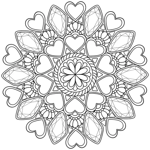 Heart - themed Mandala Pattern