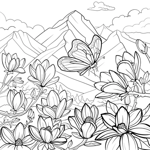 Butterfly Dancing Among Spring Flowers