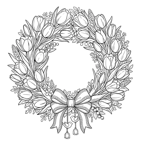 Colorful Tulip Wreath