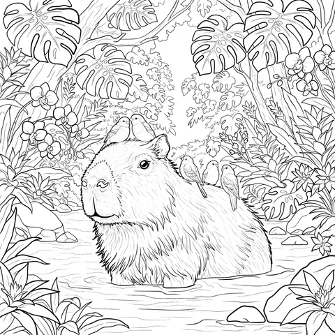 Capybara and Parrots' Rainforest Adventure