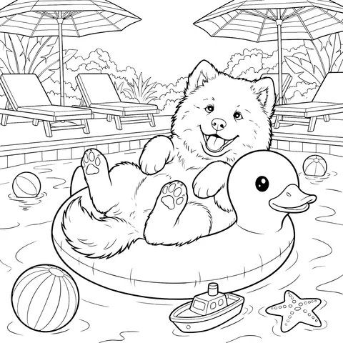 Happy Dog in the Pool