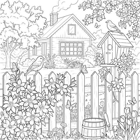 Beautiful Spring Courtyard Scene