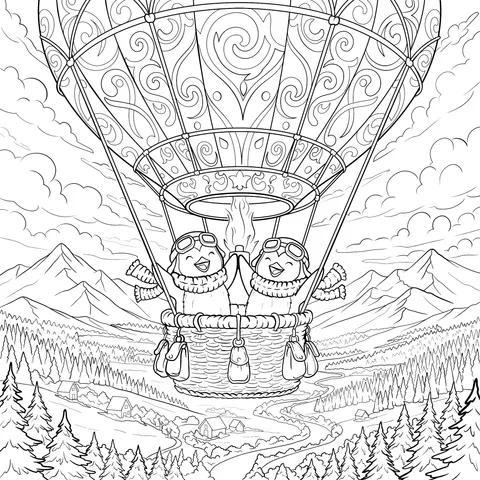 Penguins' Hot - air Balloon Journey