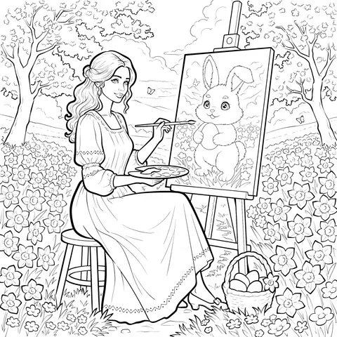 Lady Painting in Spring