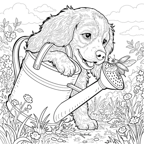 A Fun Scene of a Puppy and a Butterfly