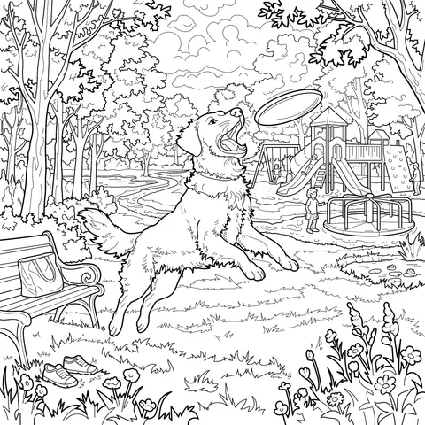 Dog Playing Frisbee in the Park