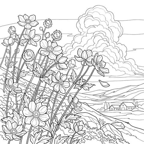 Blossoming Flowers and Rural Scenery