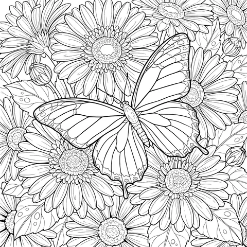 Butterfly Dancing Among Flowers