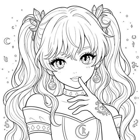 Dreamy Girl with Purple Hair