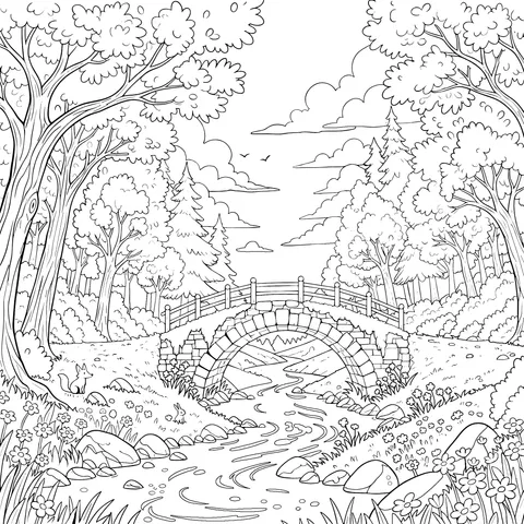 Stone Bridge in the Forest Beauty