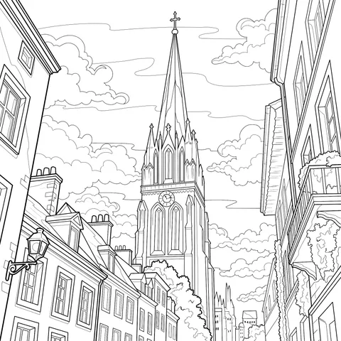 European - style Street and Church Scenery