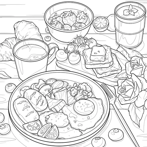 Abundant Breakfast Illustration