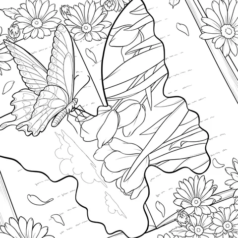 Butterfly Dancing Among Spring Flowers