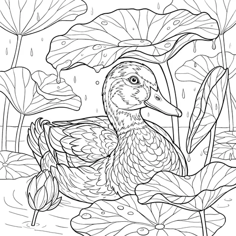 Duck in the Lotus Pond