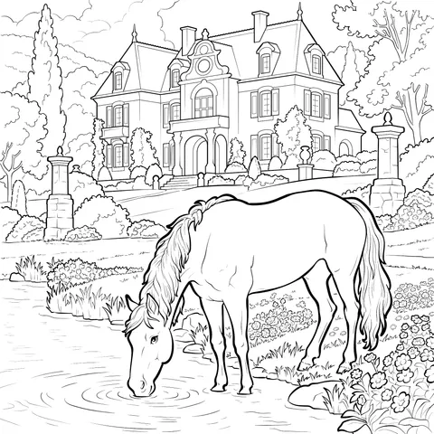 Ai1424_Horse_drinks_water