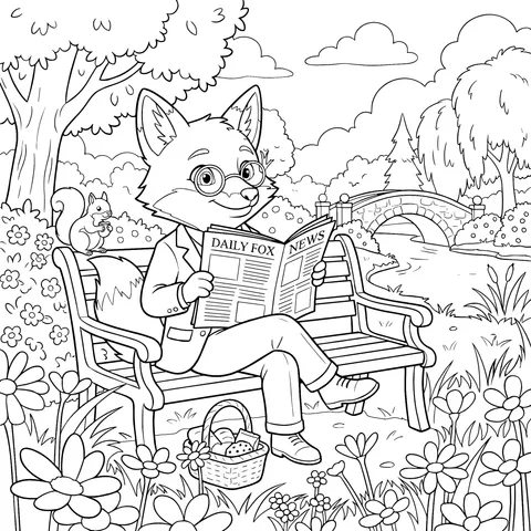 Fox Reading Newspaper Cozily