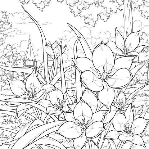 Flowers and Distant Buildings