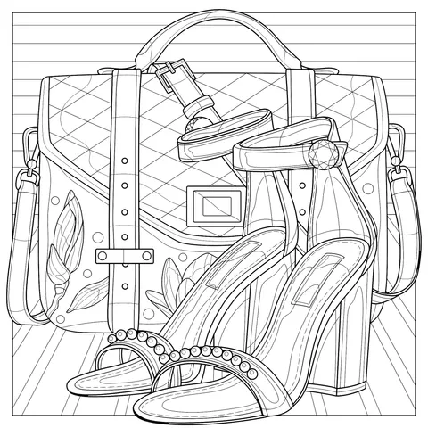 Fashion Handbag and High - heeled Shoes