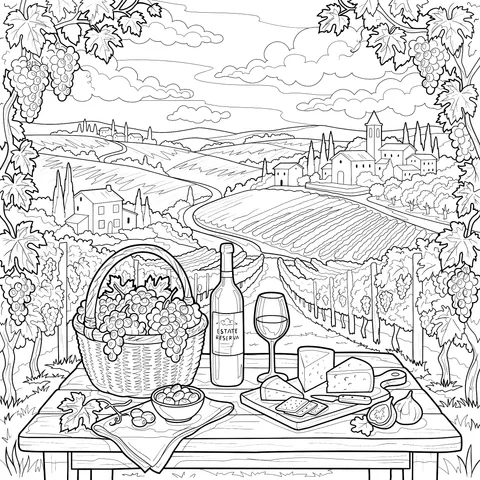 Rural Wine Picnic Scene