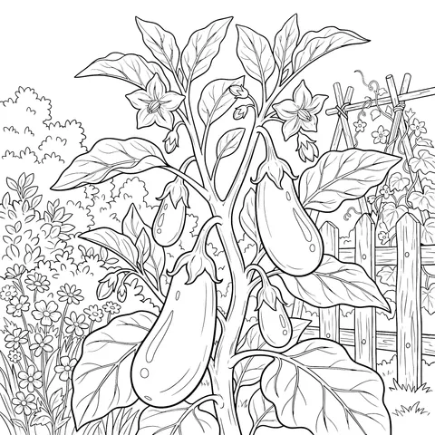 Eggplant Plant in the Garden