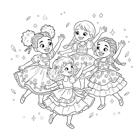Diverse Little Girls Dancing Joyfully
