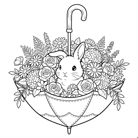 伞中的花与兔子