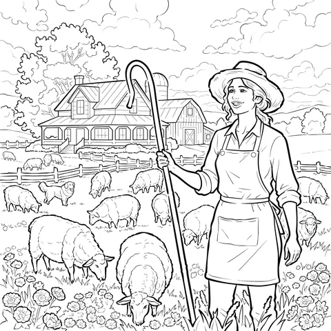 Shepherdess in the Pastoral Field