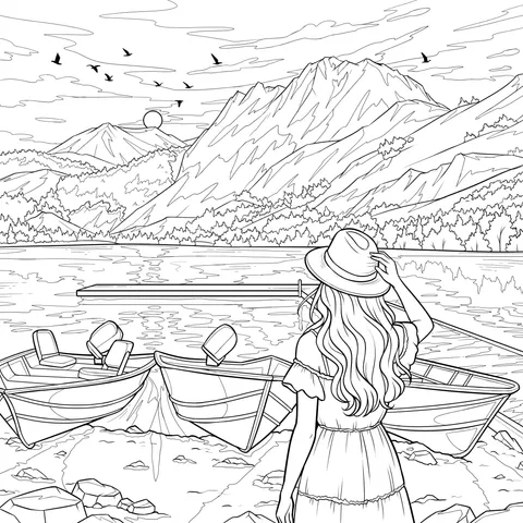 Beautiful Woman Admiring Lakeside Scenery