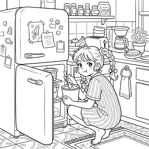 偷吃冰淇淋小女孩