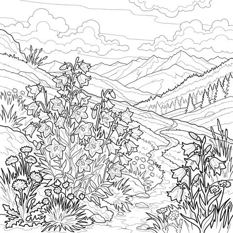 Beautiful Mountain - side Flower Scene
