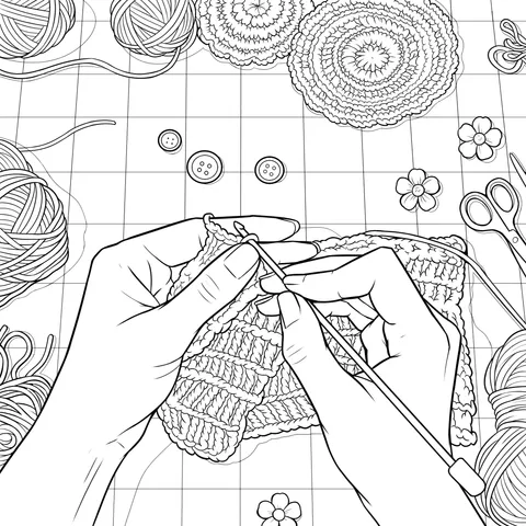 Hand - knitting Scene
