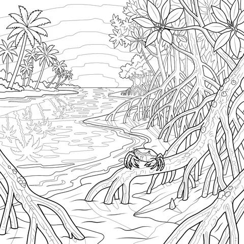 Charming Seaside Mangrove Scenery
