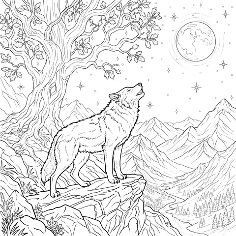 Wolf Howling at the Moon