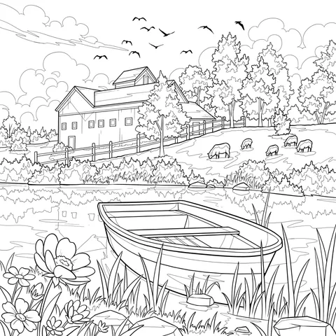 Pastoral Lakeside Scenery
