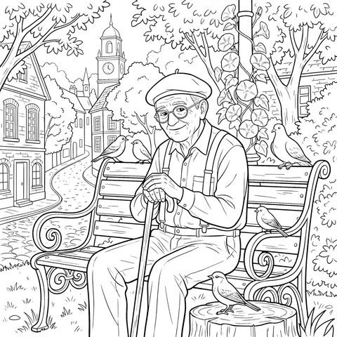 An Old Man Resting on a Bench