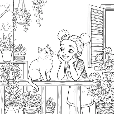 女孩与猫咪